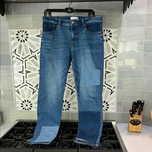 LOFT Denim Patchwork Jeans, ‘The Girlfriend’